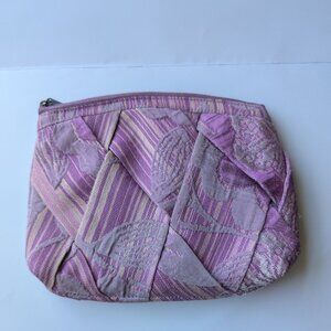 Sak Saum For Freedom Purple Basket Weave Woven Zippered Pouch/Makeup Bag